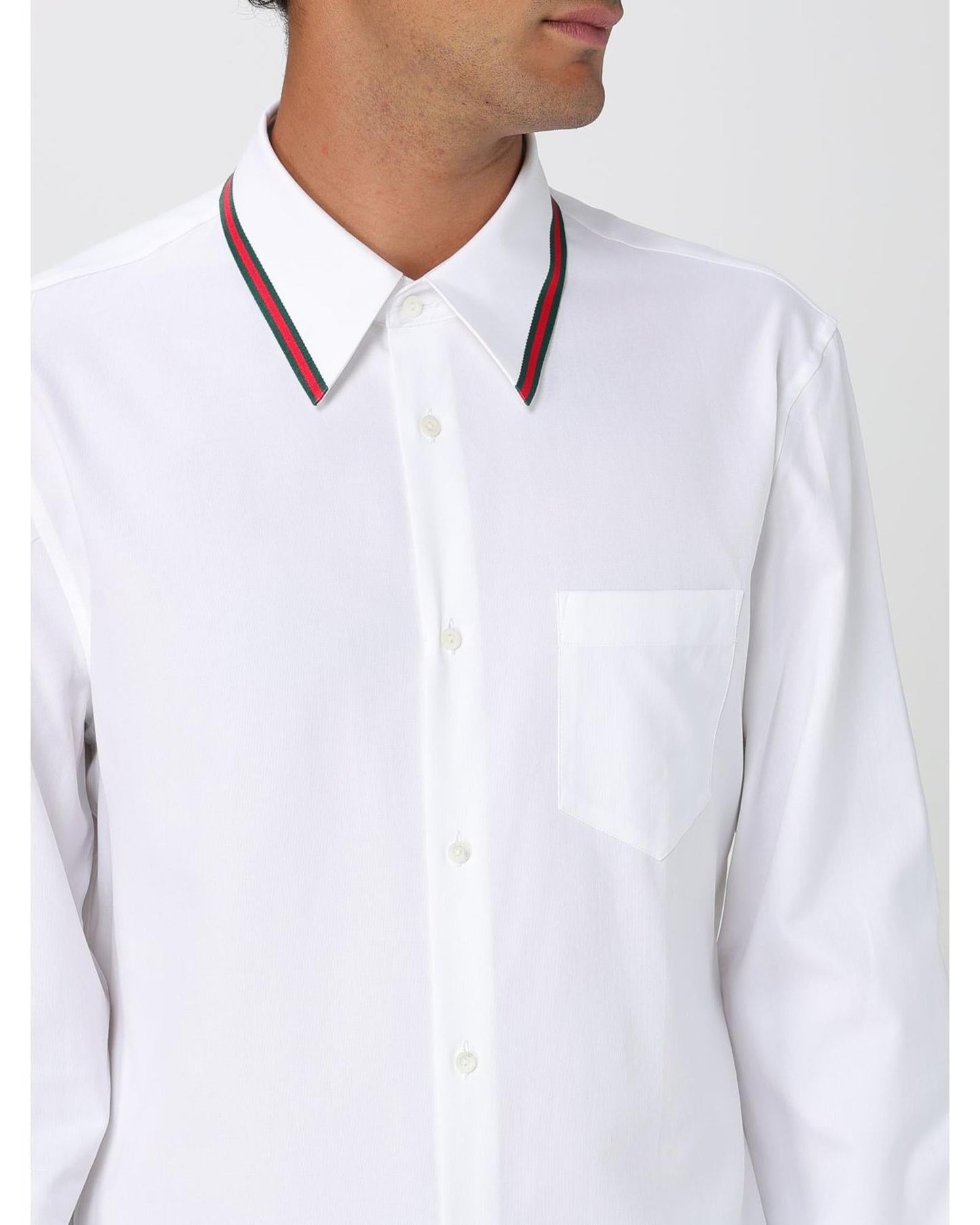 Gucci Web Stripe Detail Long Sleeve Shirt Men White