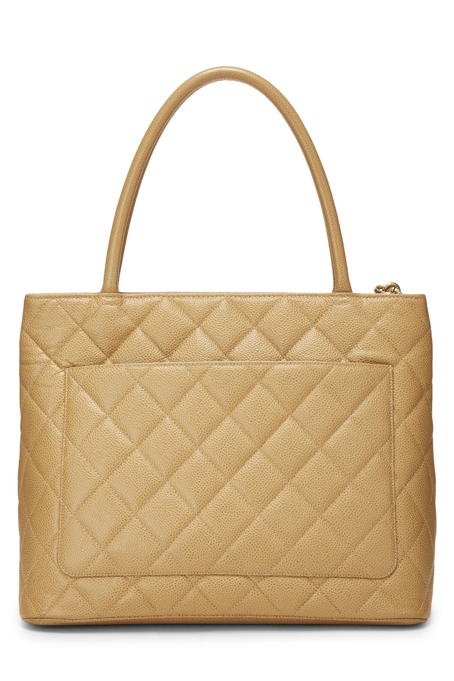 Chanel,  Beige Quilted Caviar Medallion Tote, Beige