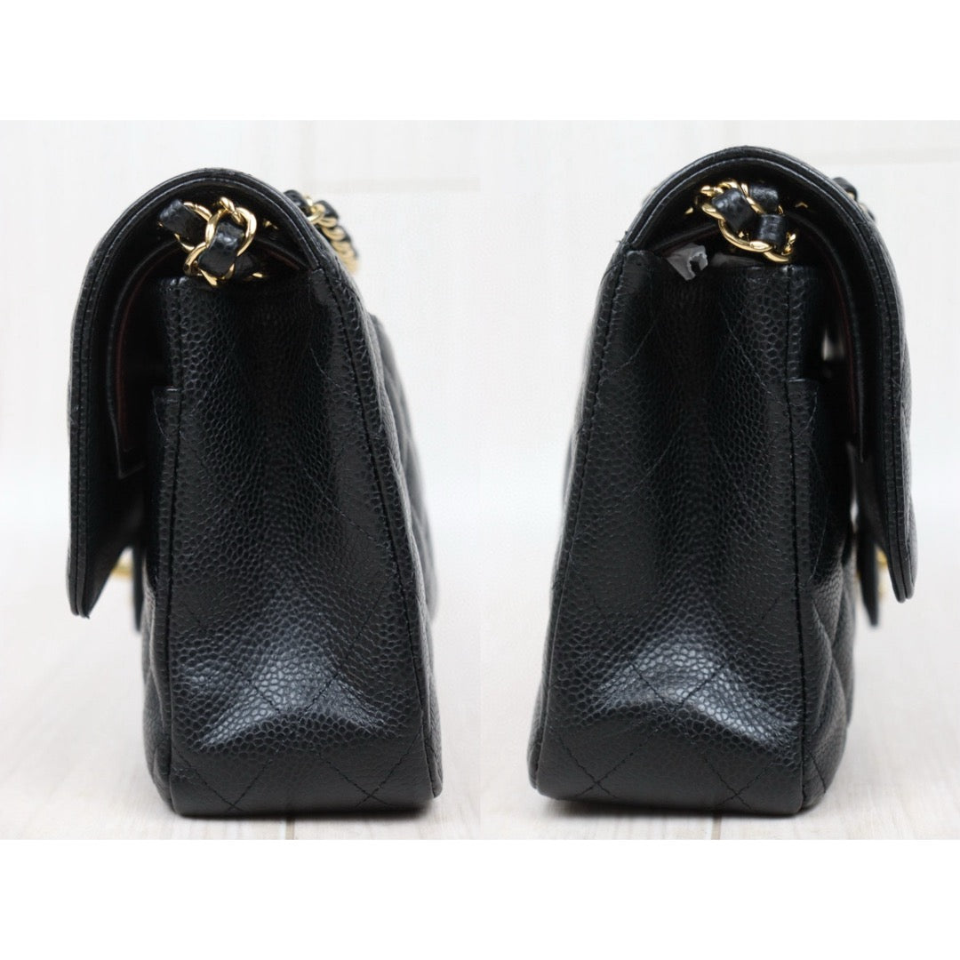 Very Good ( Rank A)｜ Full Set  CHANEL Caviar Skin Matrasse Double Flap 25 Shoulder Bag Black Made In 2020 Year｜S25030103
