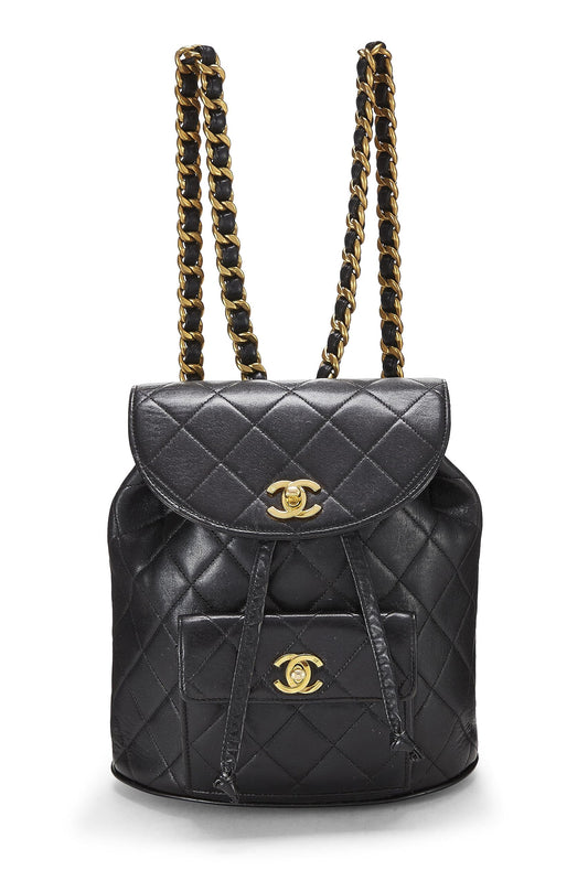 Chanel,  Black Quilted Lambskin 'CC' Classic Backpack Medium, Black