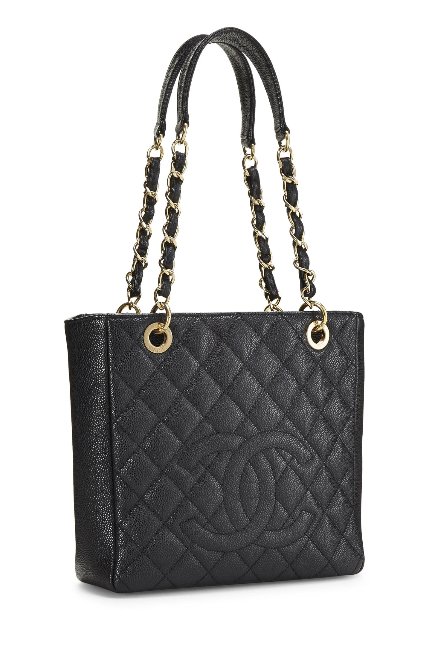 Chanel,  Black Quilted Caviar Petite Shopping Tote (PST), Black