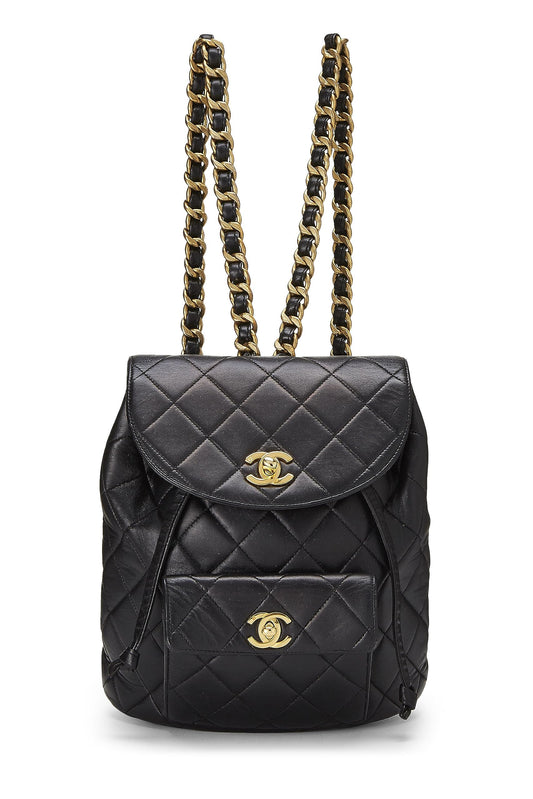 Chanel,  Black Quilted Lambskin 'CC' Classic Backpack Small, Black