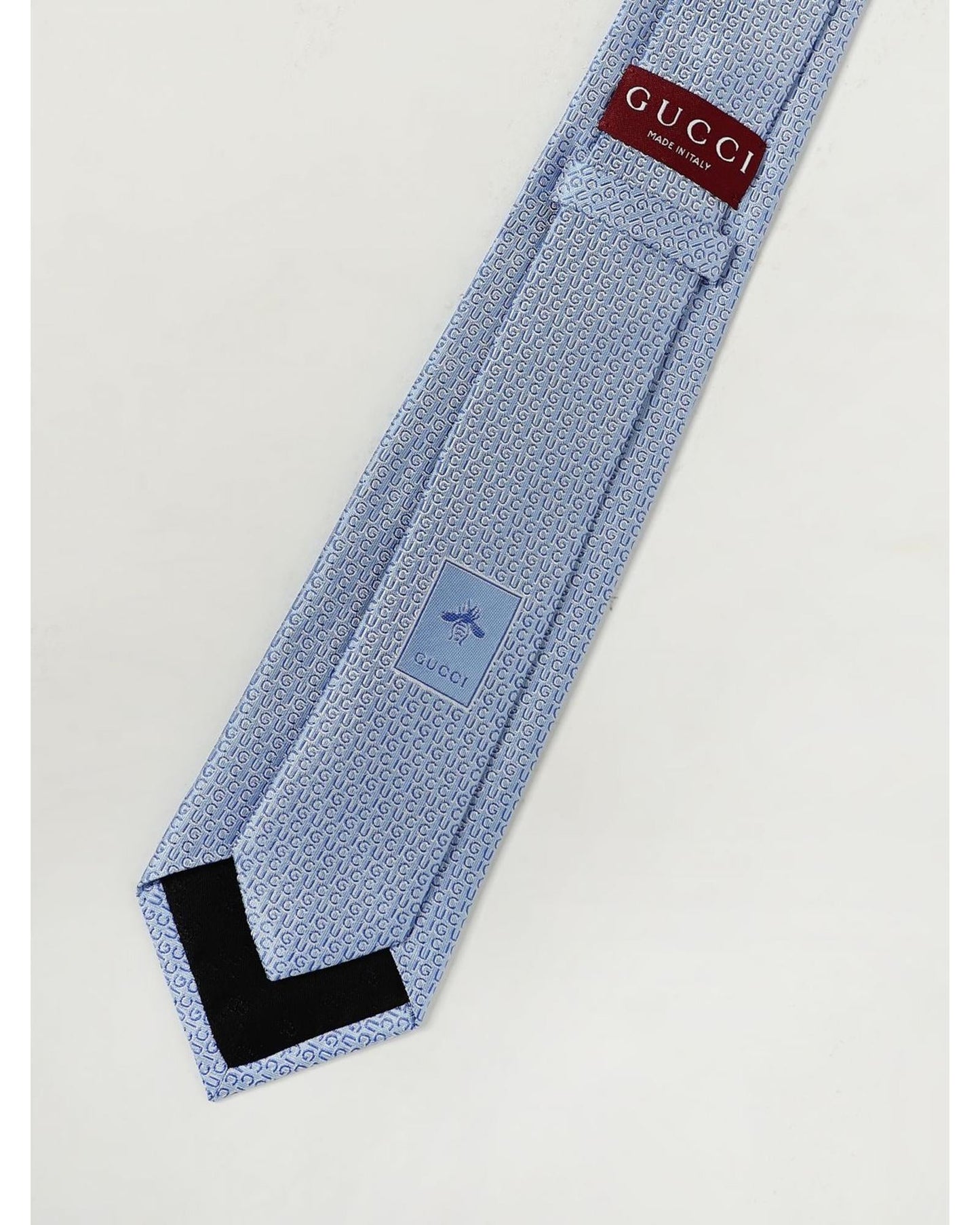 Gucci Monogrammed Silk Tie Men Gnawed Blue