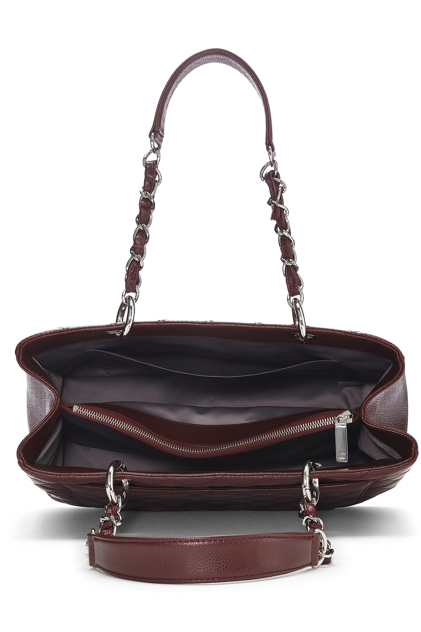 Chanel,  Burgundy Quilted Caviar Grand Shopping Tote (GST), Burgundy