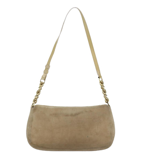 CHRISTIAN DIOR Shoulder Bag Suede Beige Auth 81607