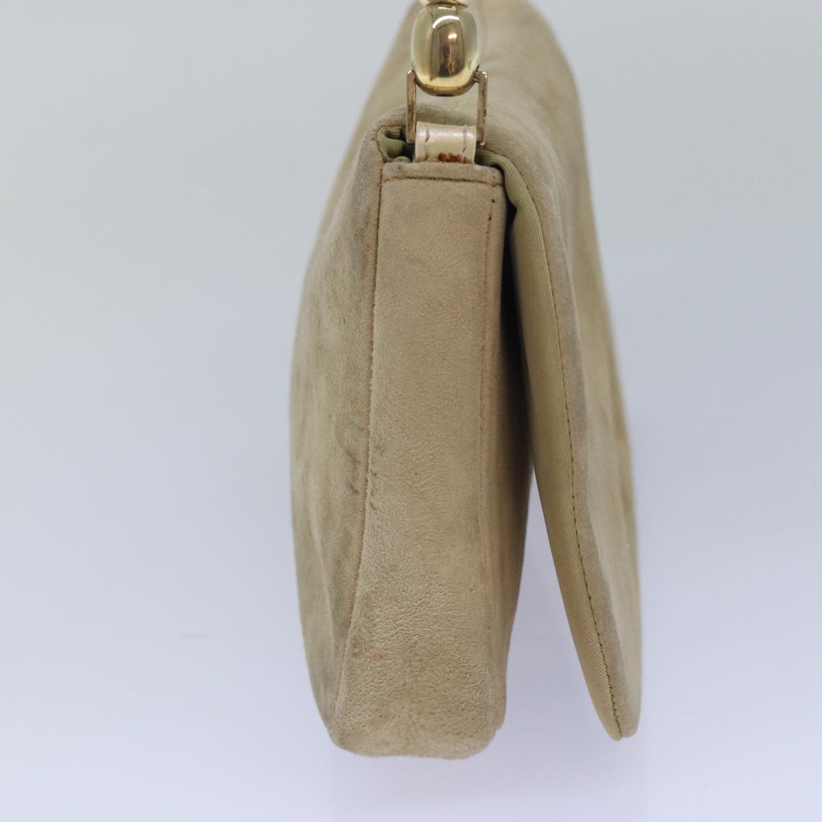 CHRISTIAN DIOR Shoulder Bag Suede Beige Auth 81607