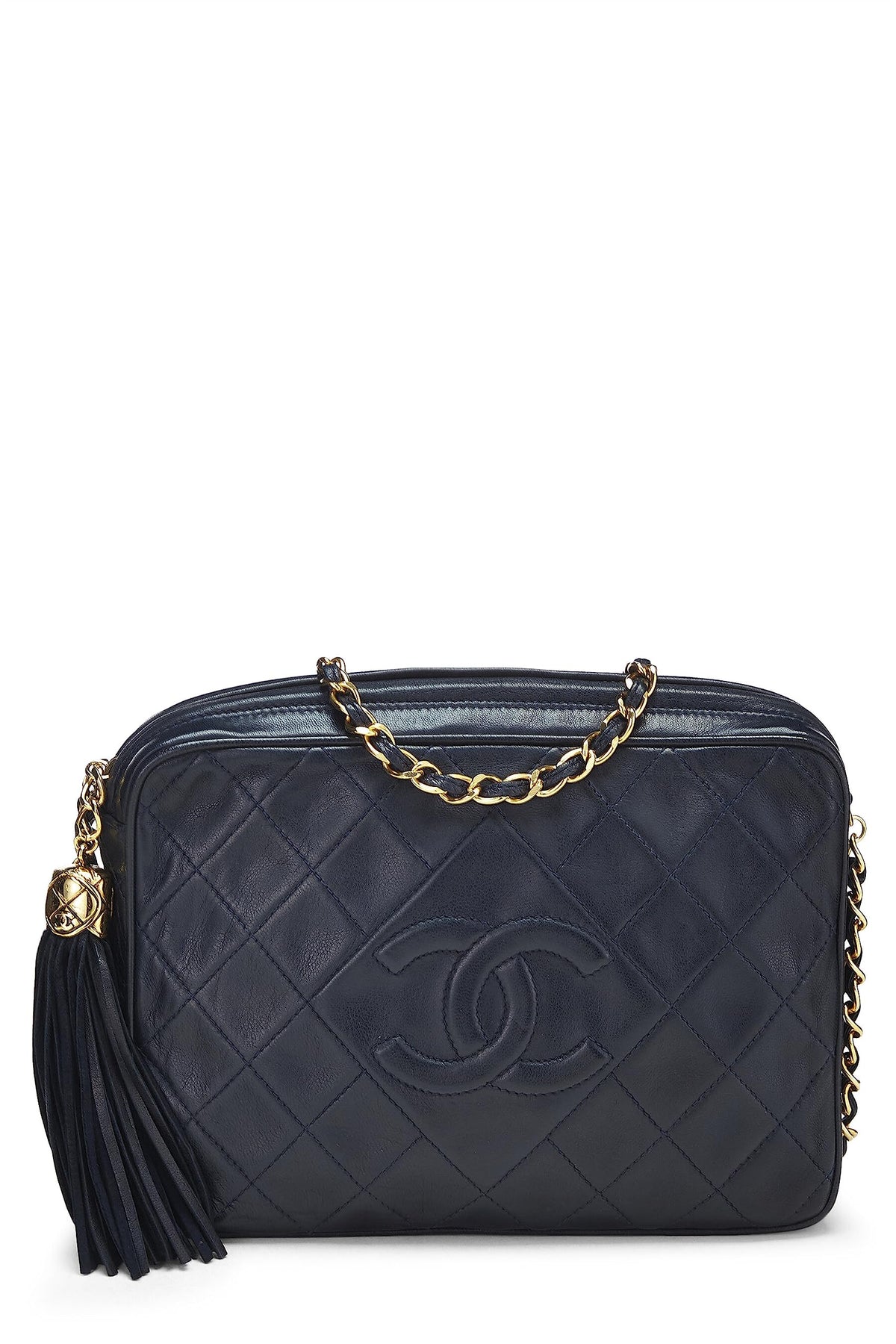 Chanel,  Navy Lambskin Diamond 'CC' Camera Bag Medium, Navy