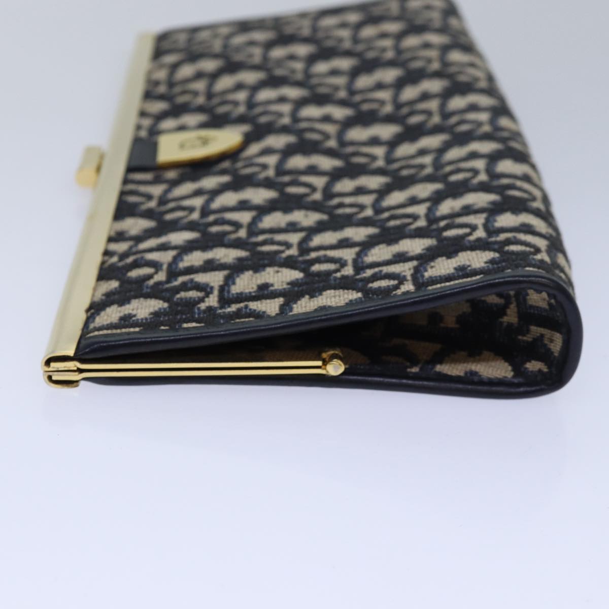 CHRISTIAN DIOR Trotter Canvas Clutch Bag Navy Auth 81632