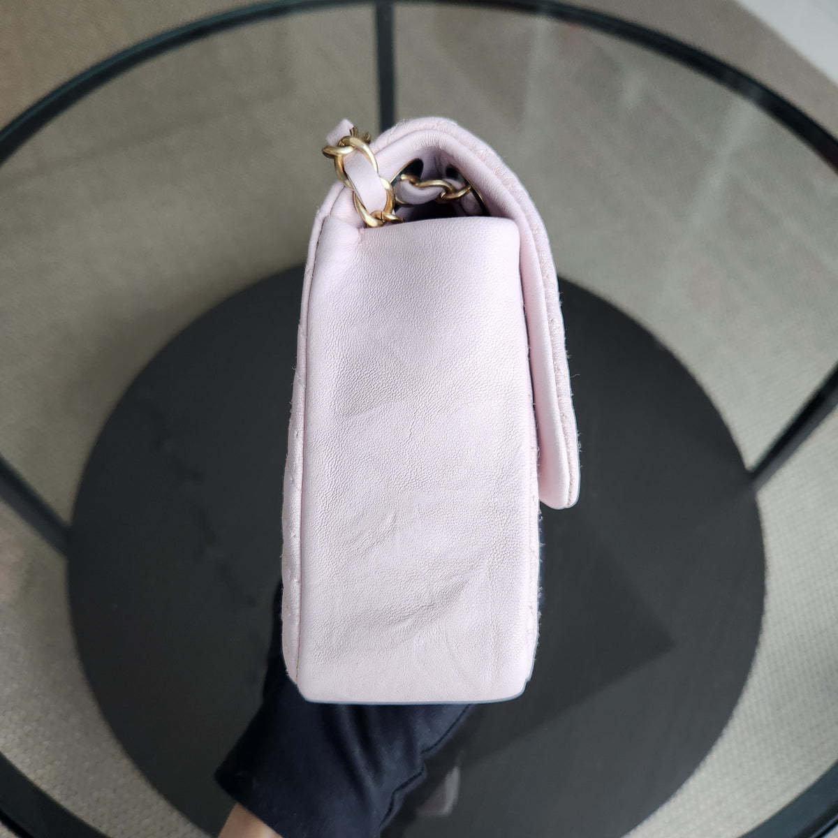 Chanel Seasonal Flap - Surpique Chevron Flap Calfskin Light Sakura Pink Gold Hardware Series 21
