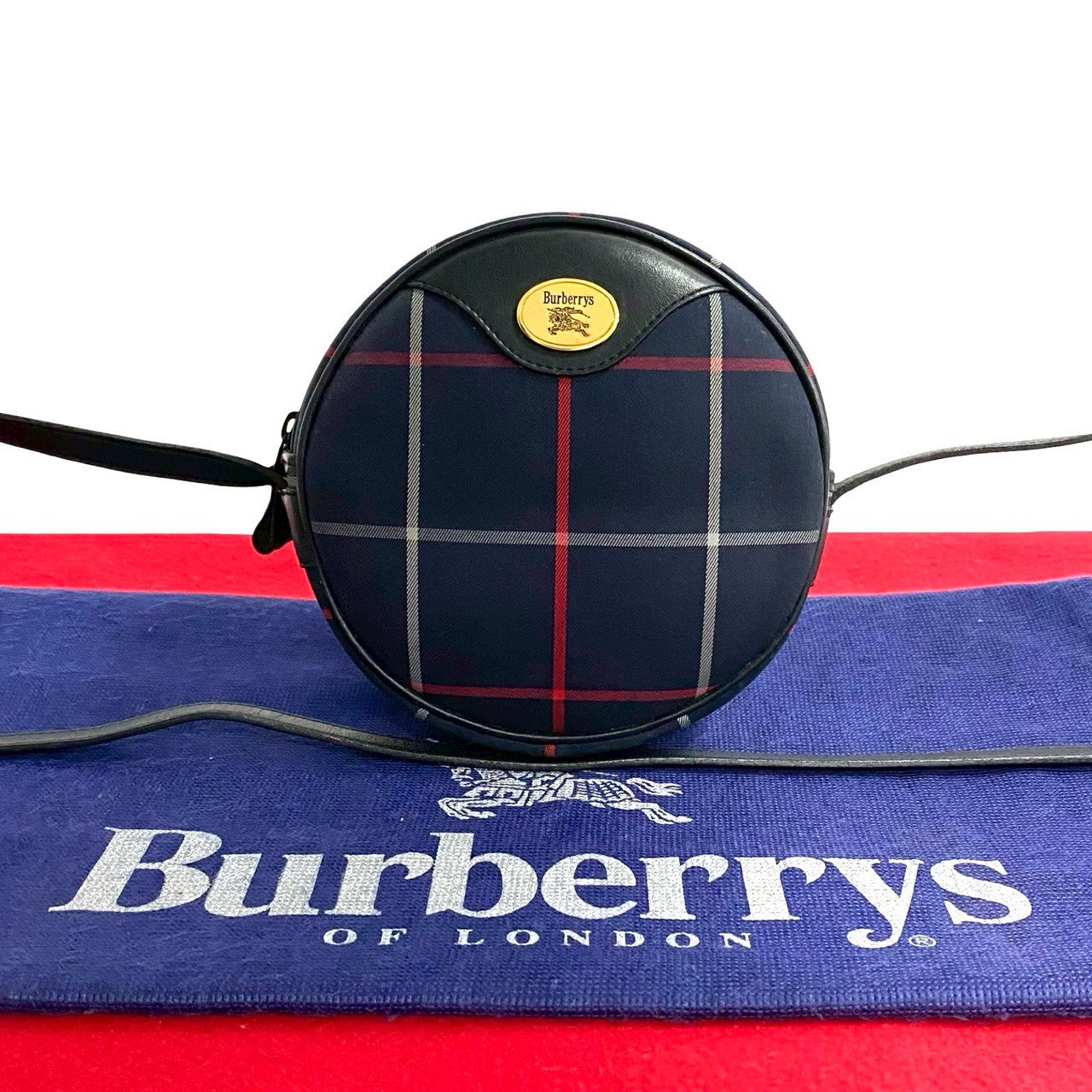 Burberrys Shadow Horse Logo Leather Canvas Shoulder Bag