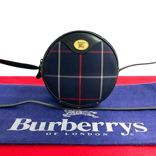 Burberrys Shadow Horse Logo Leather Canvas Shoulder Bag