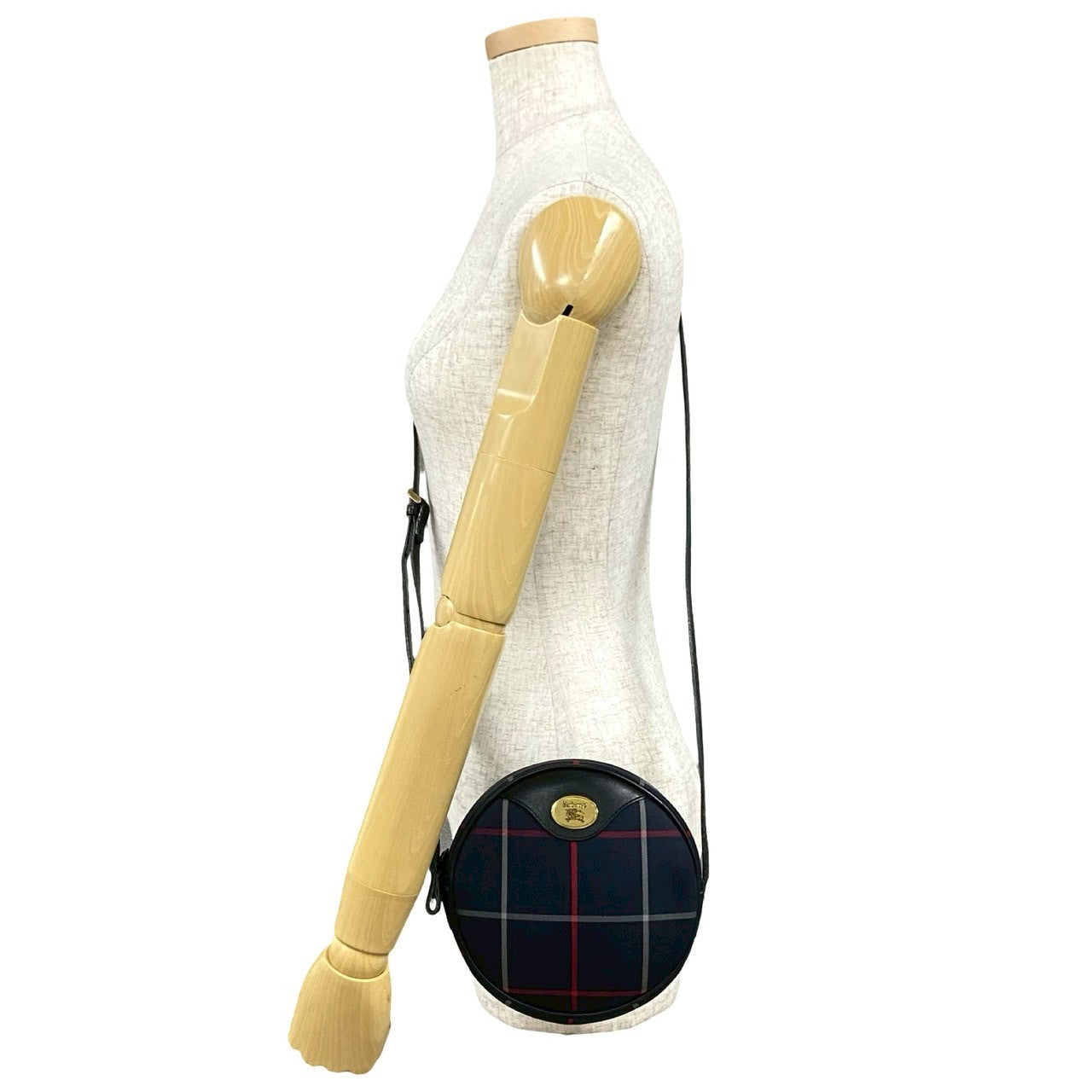 Burberrys Shadow Horse Logo Leather Canvas Shoulder Bag