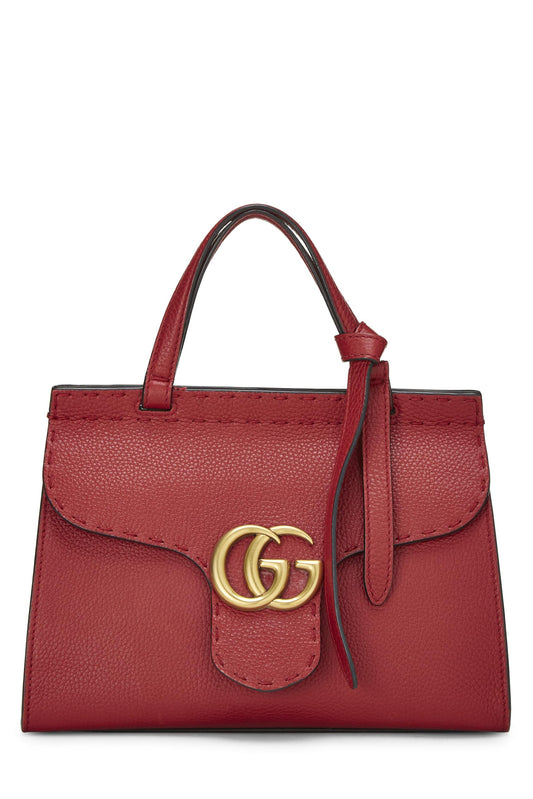 Gucci, Red Leather GG Marmont Top Handle Bag Mini, Red