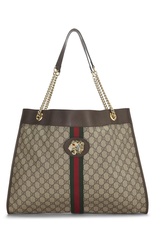 Gucci, Original GG Supreme Canvas Rajah Tote Large, Brown