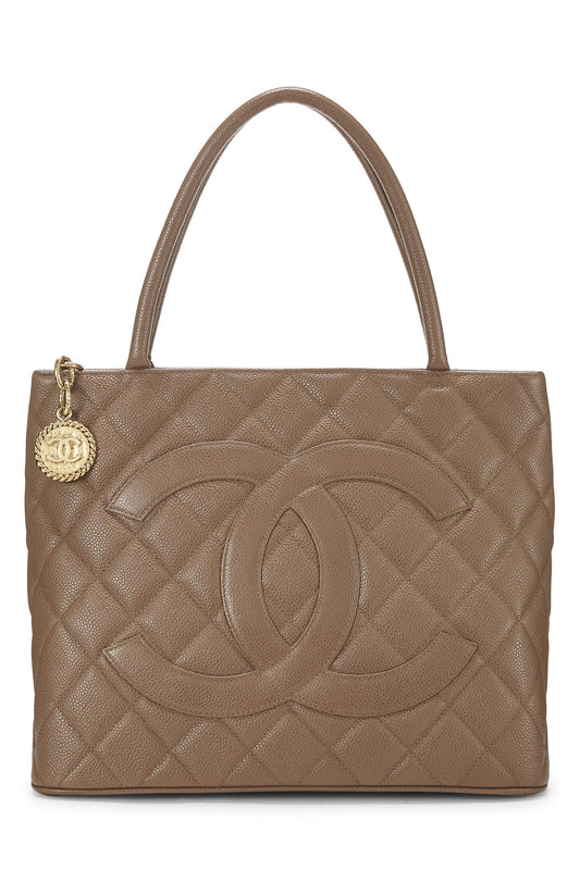 Chanel,  Brown Quilted Caviar Medallion Tote, Brown