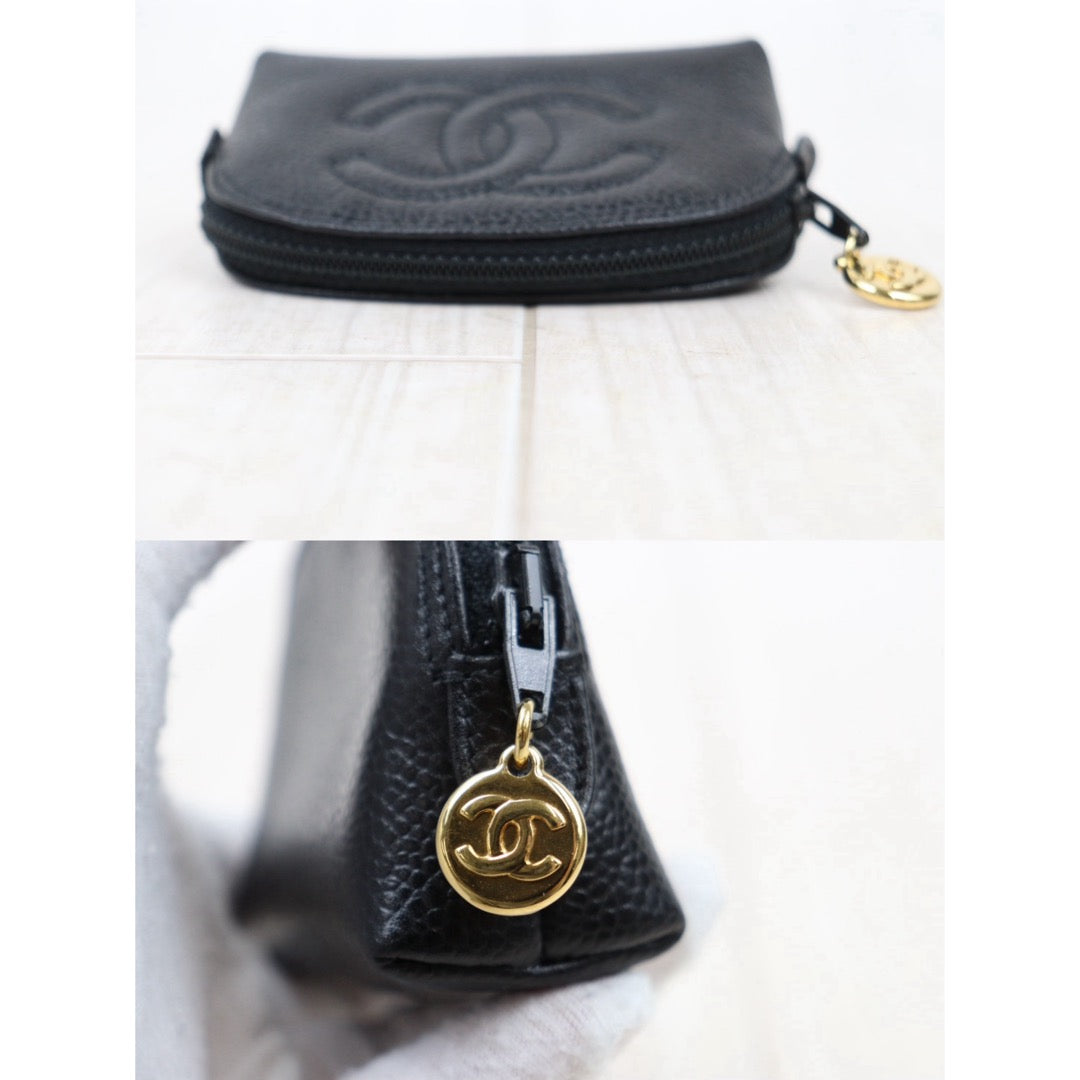 Very Good ( Rank A) ｜CHANEL Caviar Skin Mini Coin Case Purse Black Made in 1994-1996 Year｜25020617