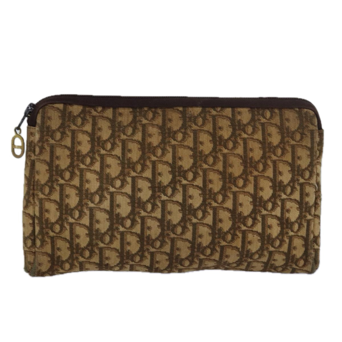 CHRISTIAN DIOR Trotter Canvas Clutch Bag Brown Auth 81865