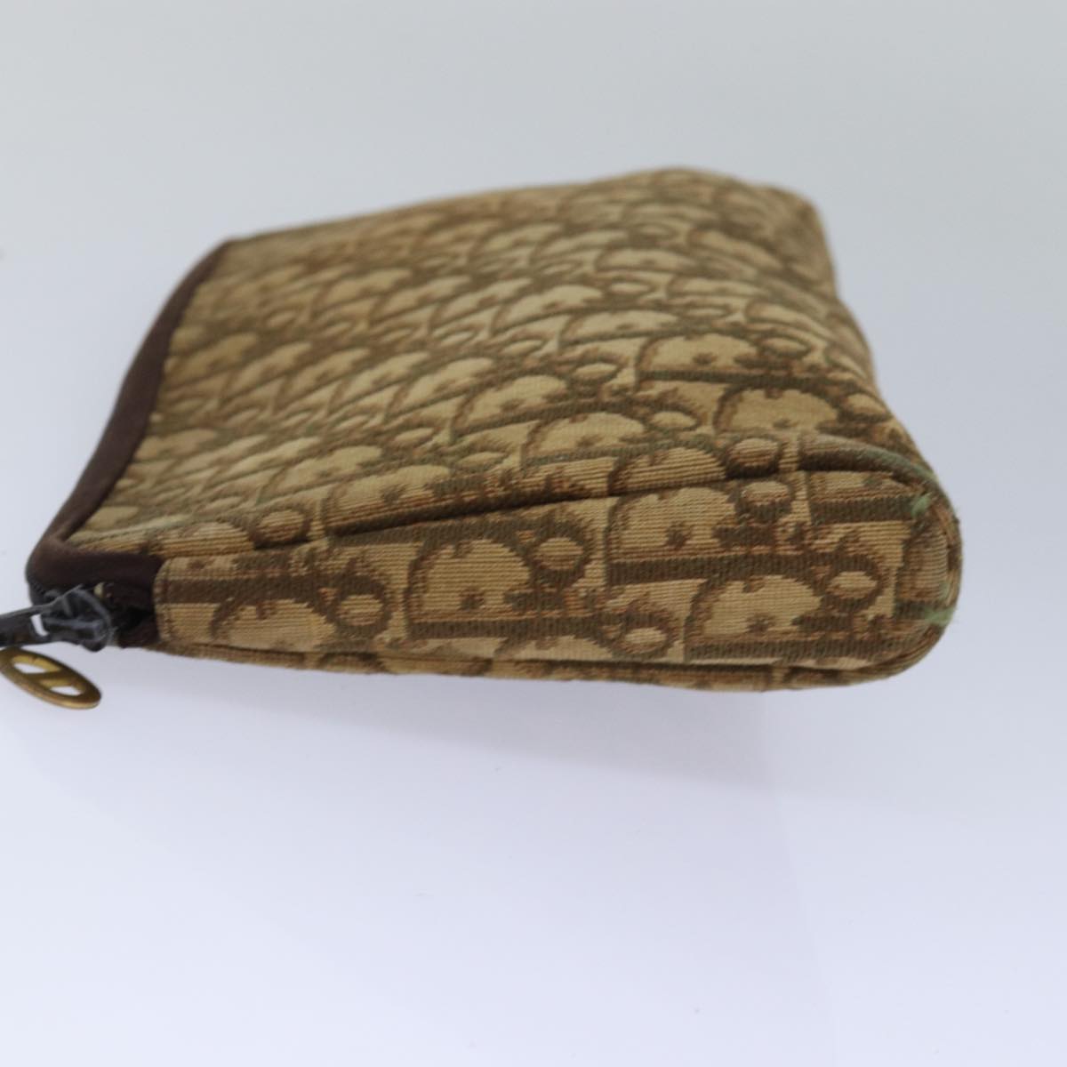 CHRISTIAN DIOR Trotter Canvas Clutch Bag Brown Auth 81865