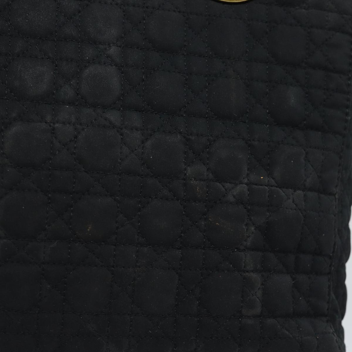 CHRISTIAN DIOR Lady Dior Canage Hand Bag Nylon Black Auth 81868