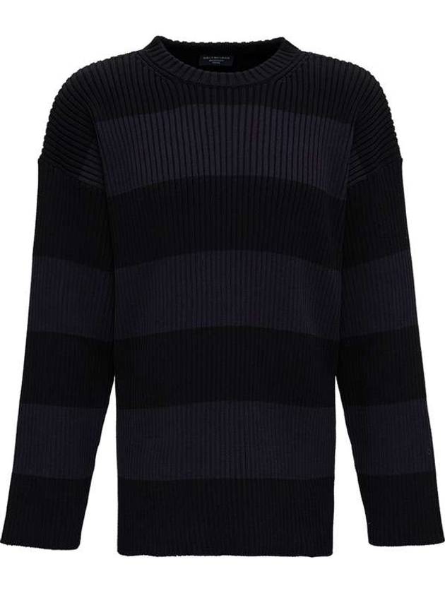Luxury Balenciaga  Back BB Logo Stripe Cotton Knit Top Black