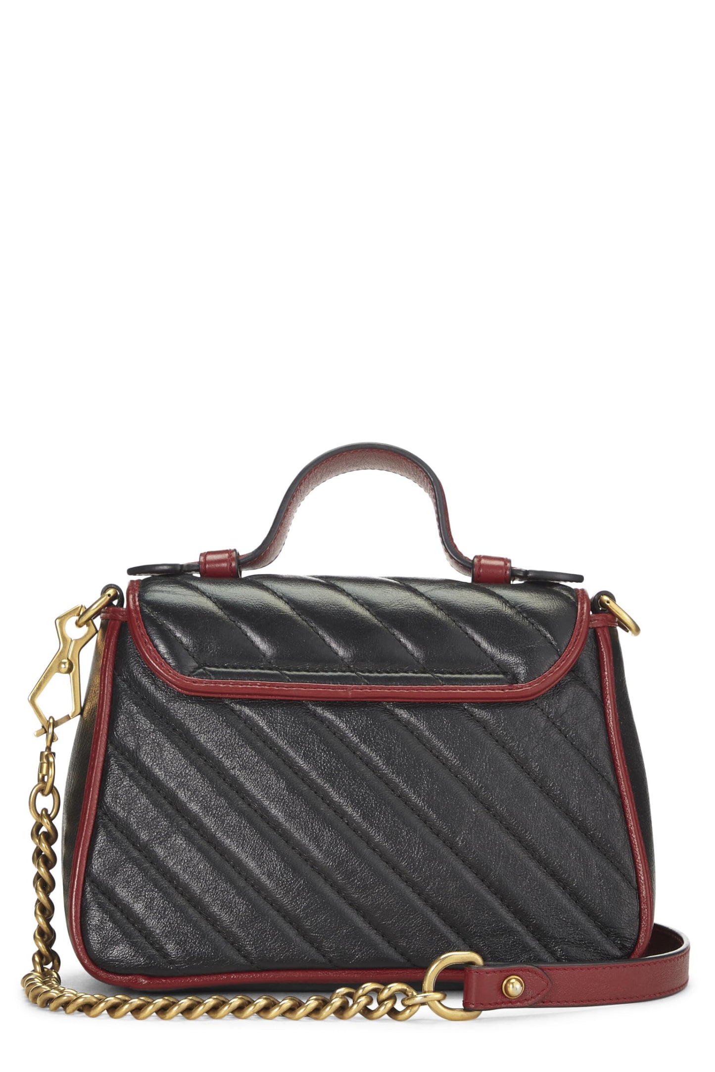 Gucci, Black Leather Torchon GG Marmont Top Handle Bag Mini, Multi