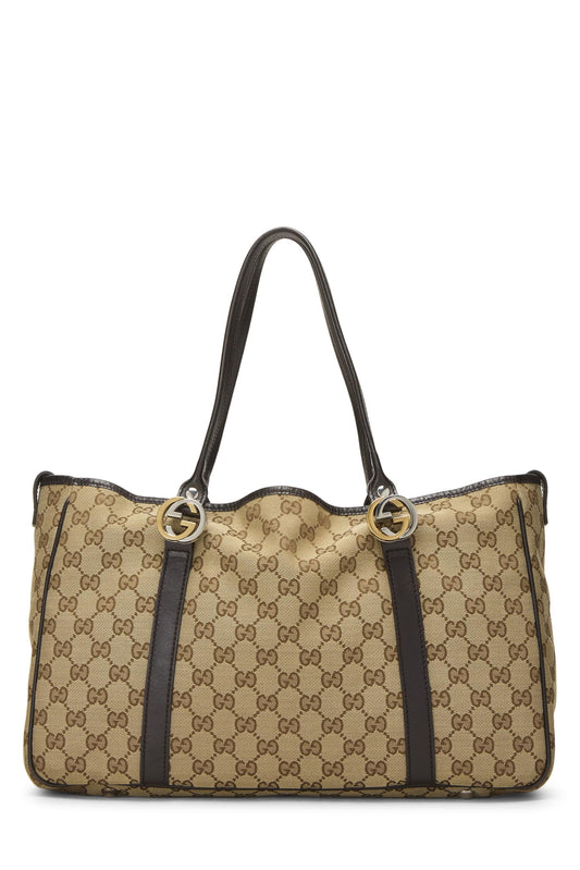 Gucci, Black Original GG Canvas Twins Tote, Brown