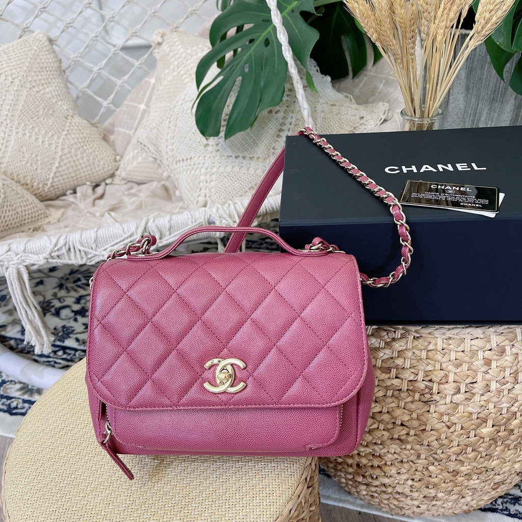 Business Affinity Flap Caviar Pink GHW