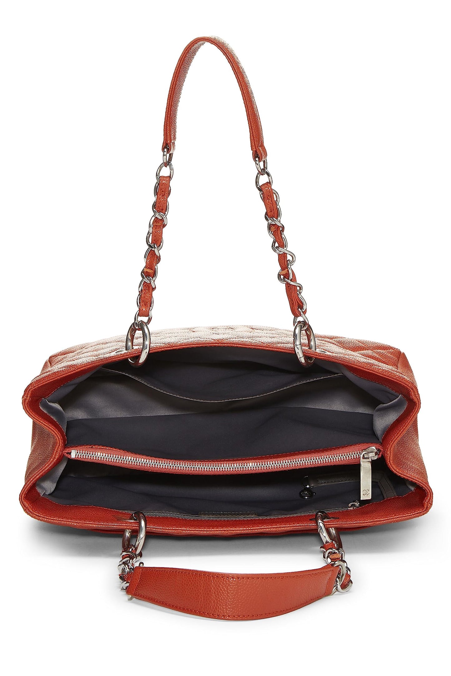 Chanel,  Orange Quilted Caviar Grand Shopping Tote (GST), Orange