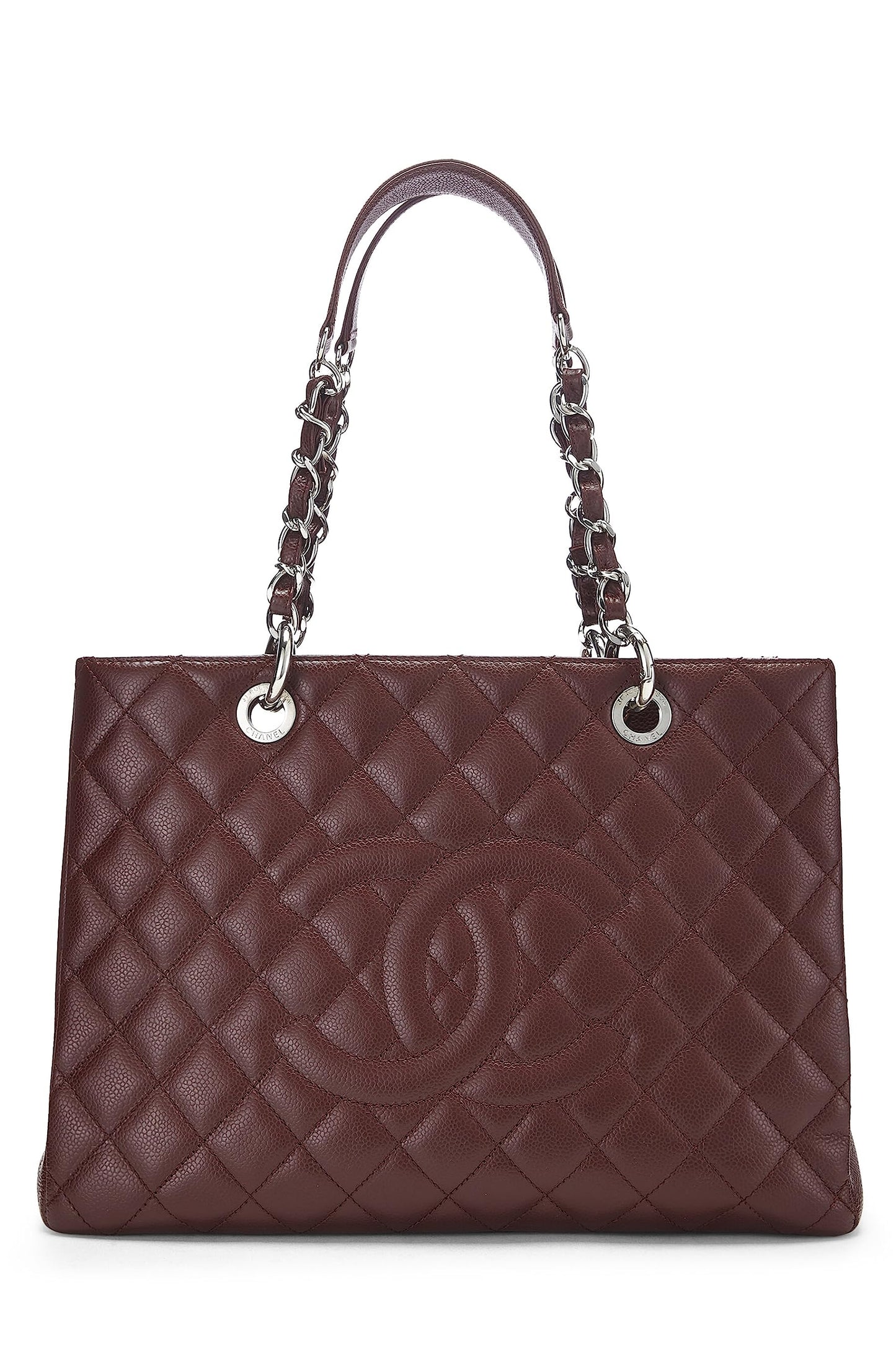 Chanel,  Burgundy Quilted Caviar Grand Shopping Tote (GST), Burgundy