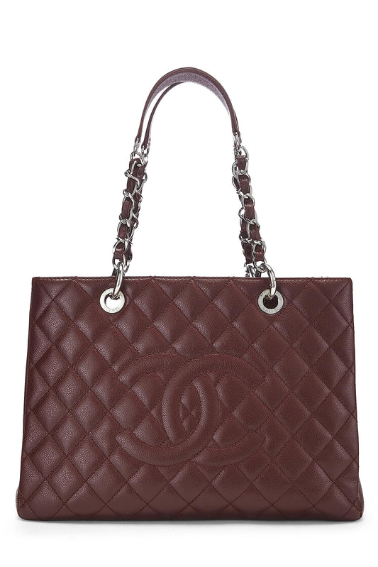 Chanel,  Burgundy Quilted Caviar Grand Shopping Tote (GST), Burgundy
