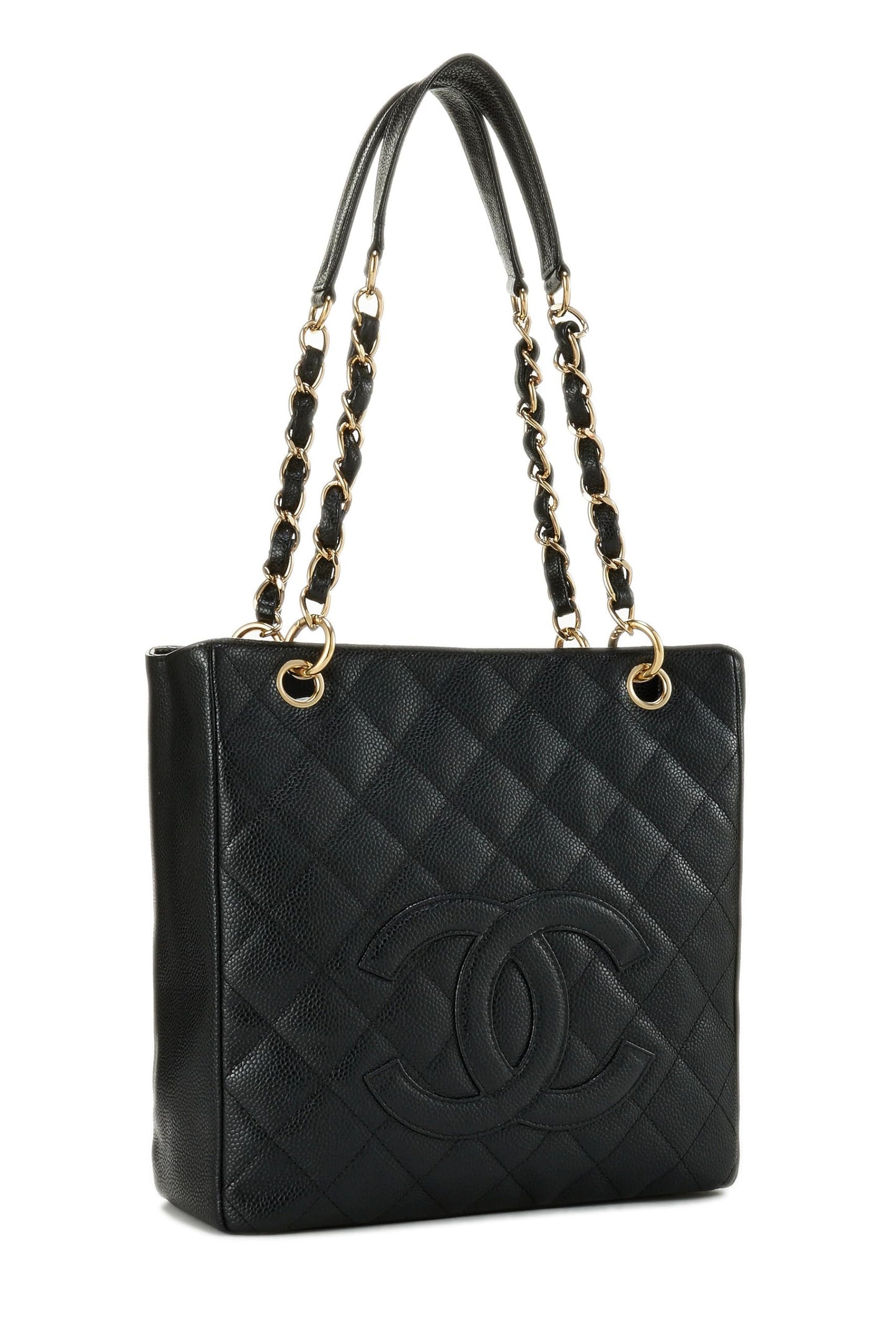 Chanel,  Black Quilted Caviar Petite Shopping Tote (PST), Black