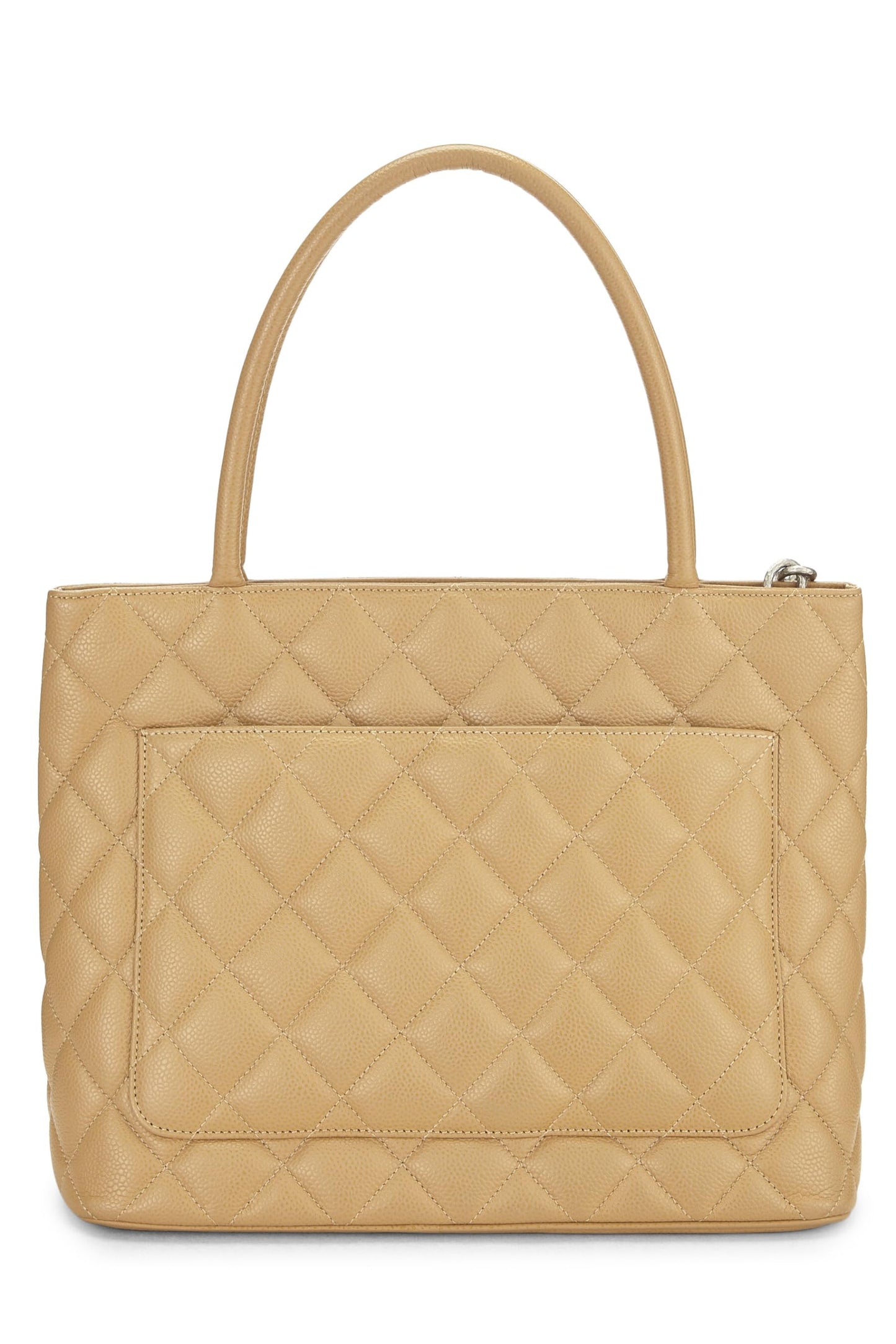 Chanel,  Beige Quilted Caviar Medallion Tote, Beige