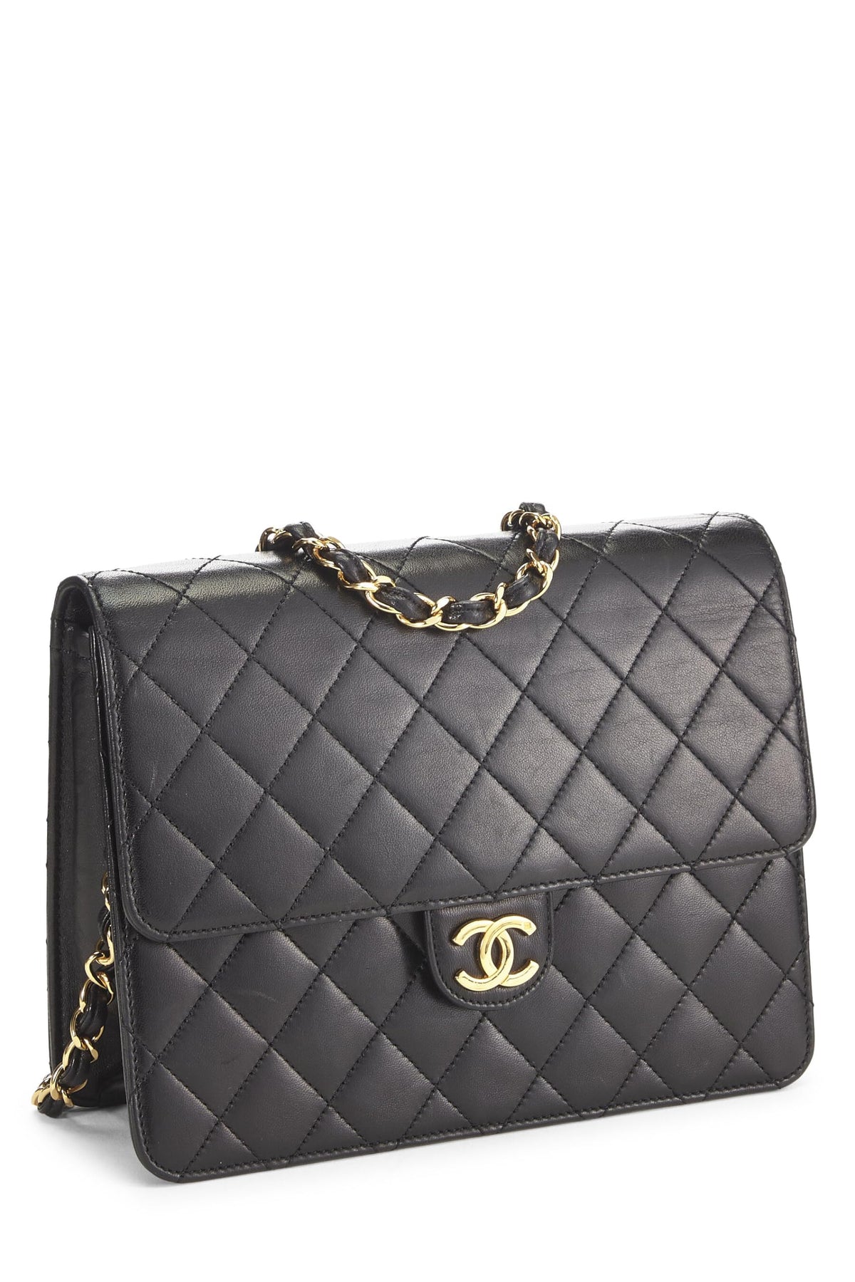 Chanel,  Black Quilted Lambskin Ex Flap Small, Black