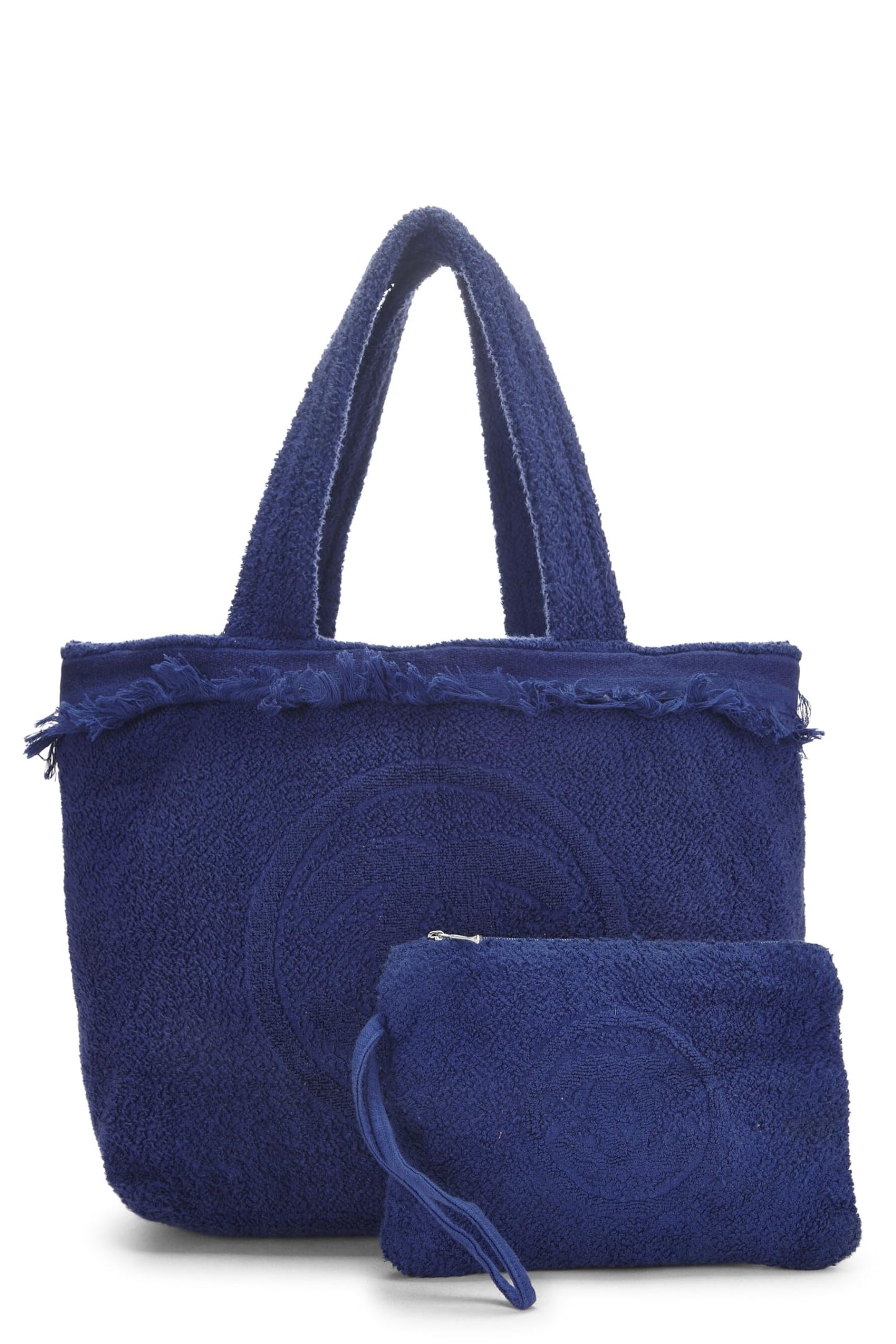 Chanel,  Blue Terry Cloth 'CC' Beach Tote Large, Blue
