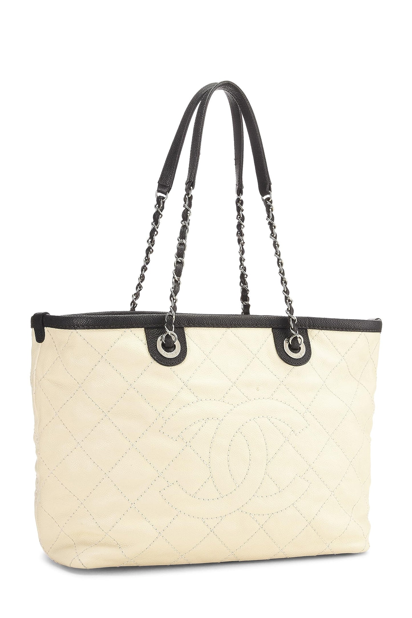 Chanel,  Cream Caviar 'CC' Daily Shopping Tote Small, White