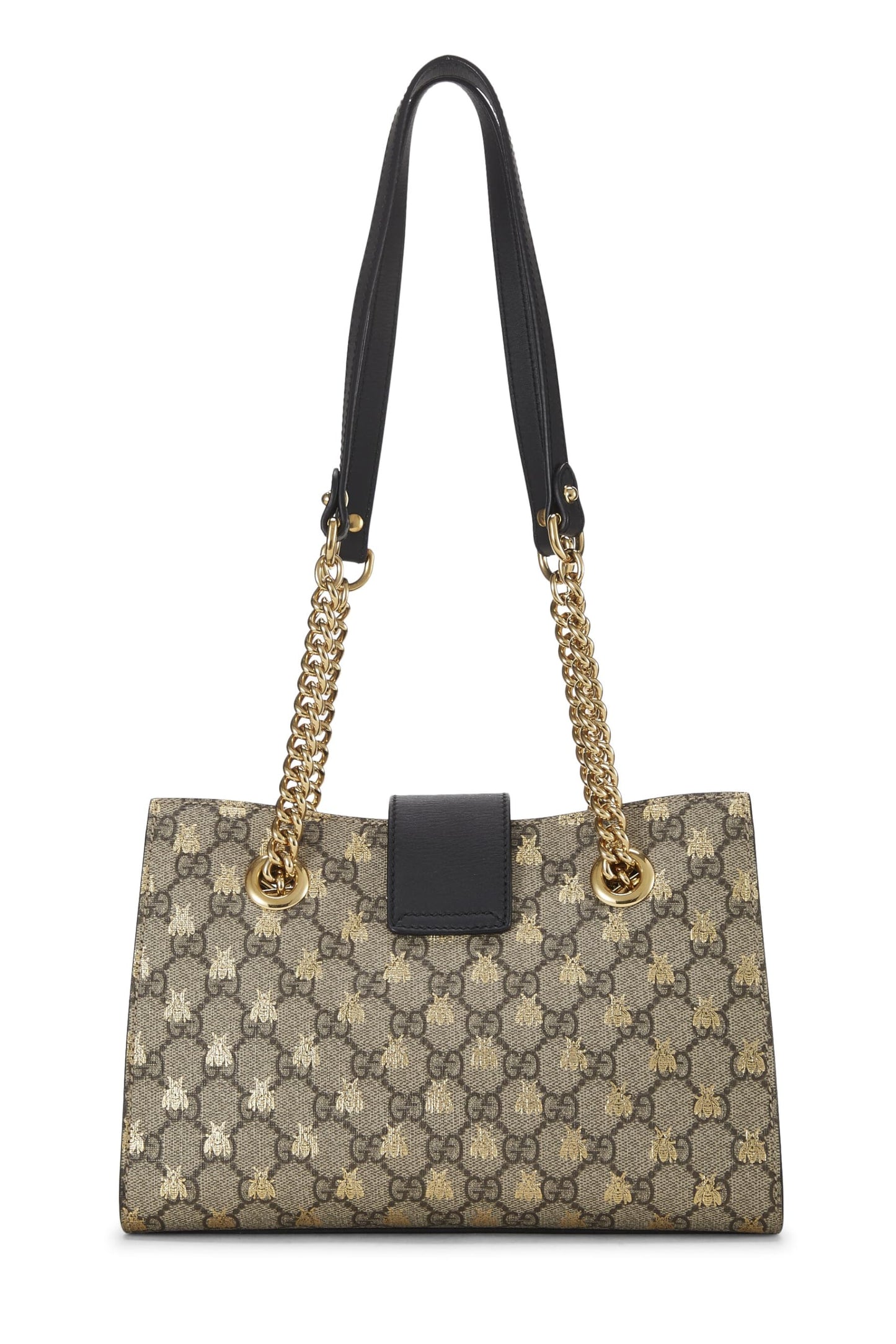 Gucci, Black Original GG Supreme Canvas Bee Padlock Tote Small, Black