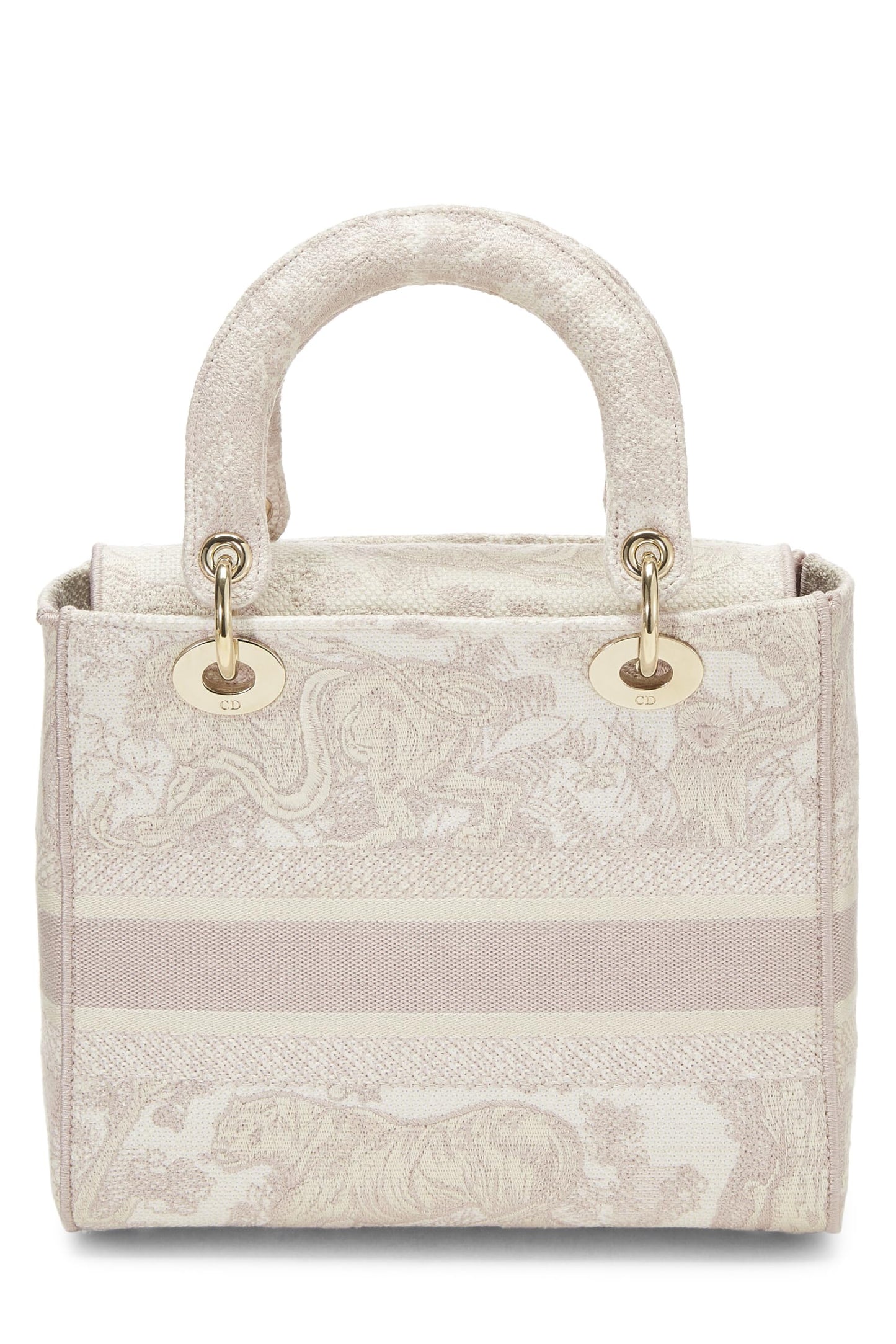 Dior,  Pink Embroidered Canvas Lady D-Lite Medium, Pink