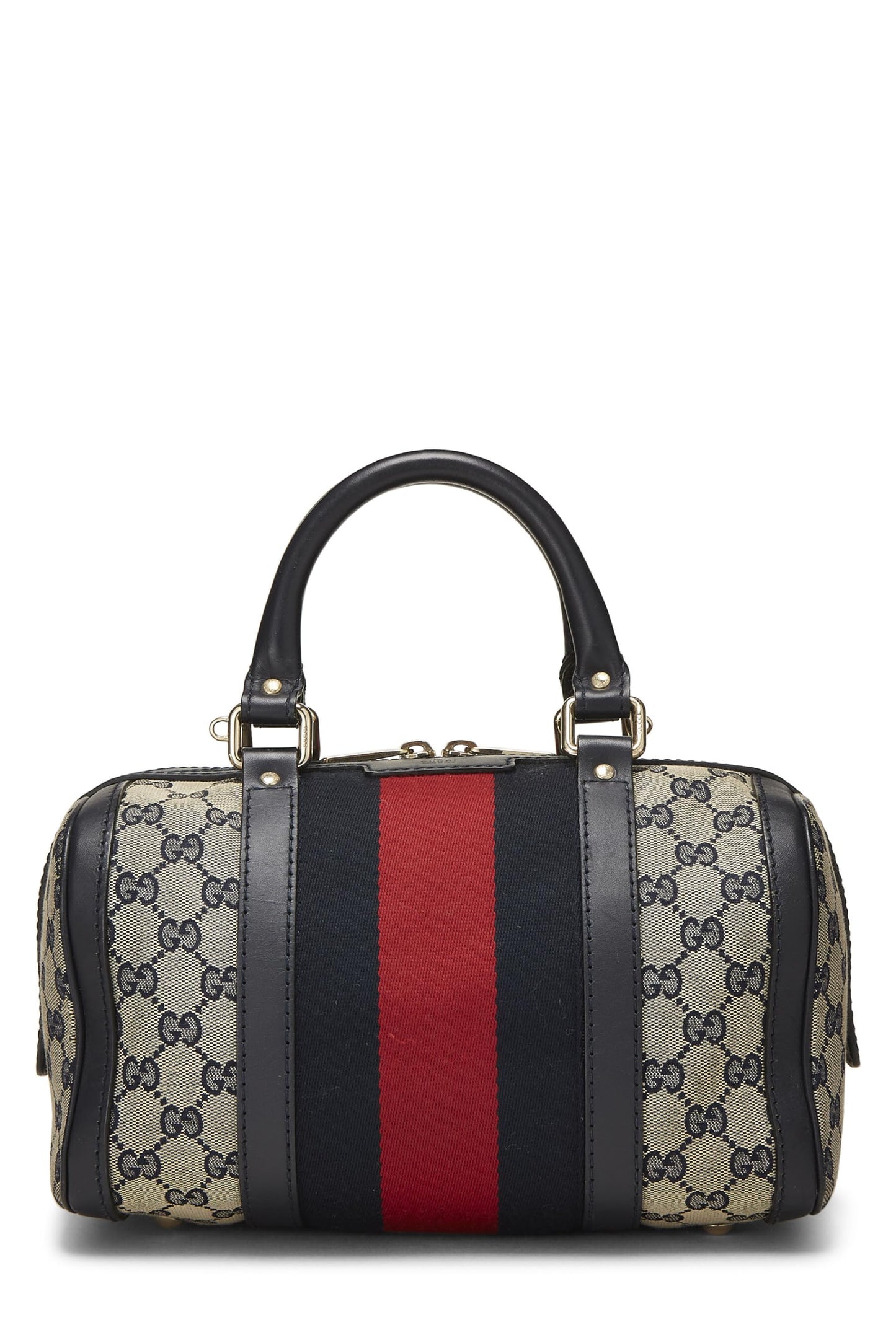 Gucci, Navy GG Canvas Web Boston Bag Small, Navy