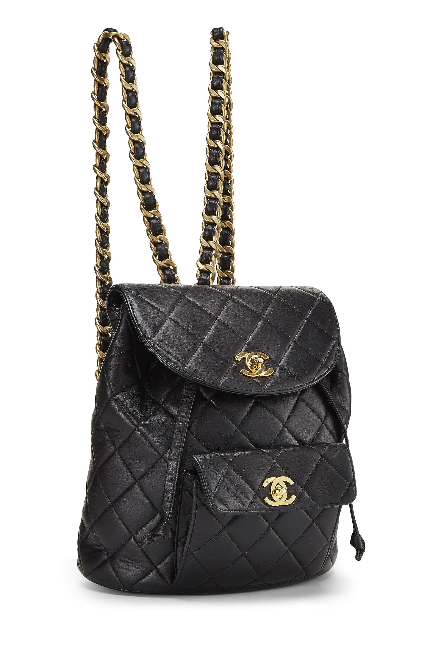 Chanel,  Black Quilted Lambskin 'CC' Classic Backpack Small, Black
