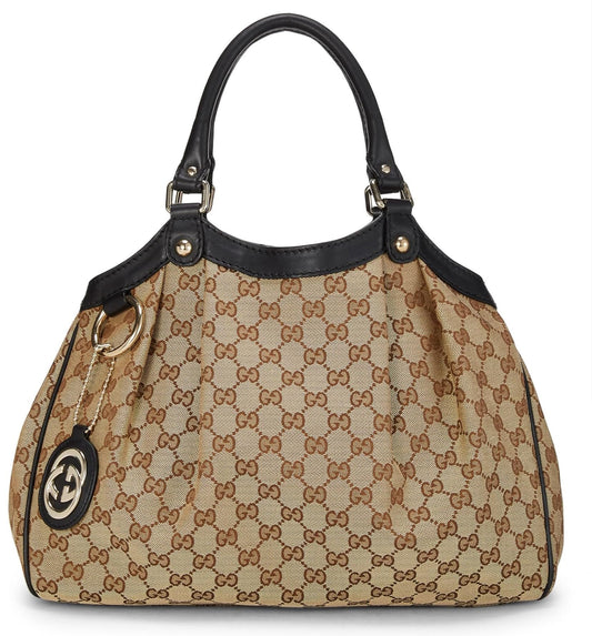 Gucci, Black Original GG Canvas Boston Handbag, Black