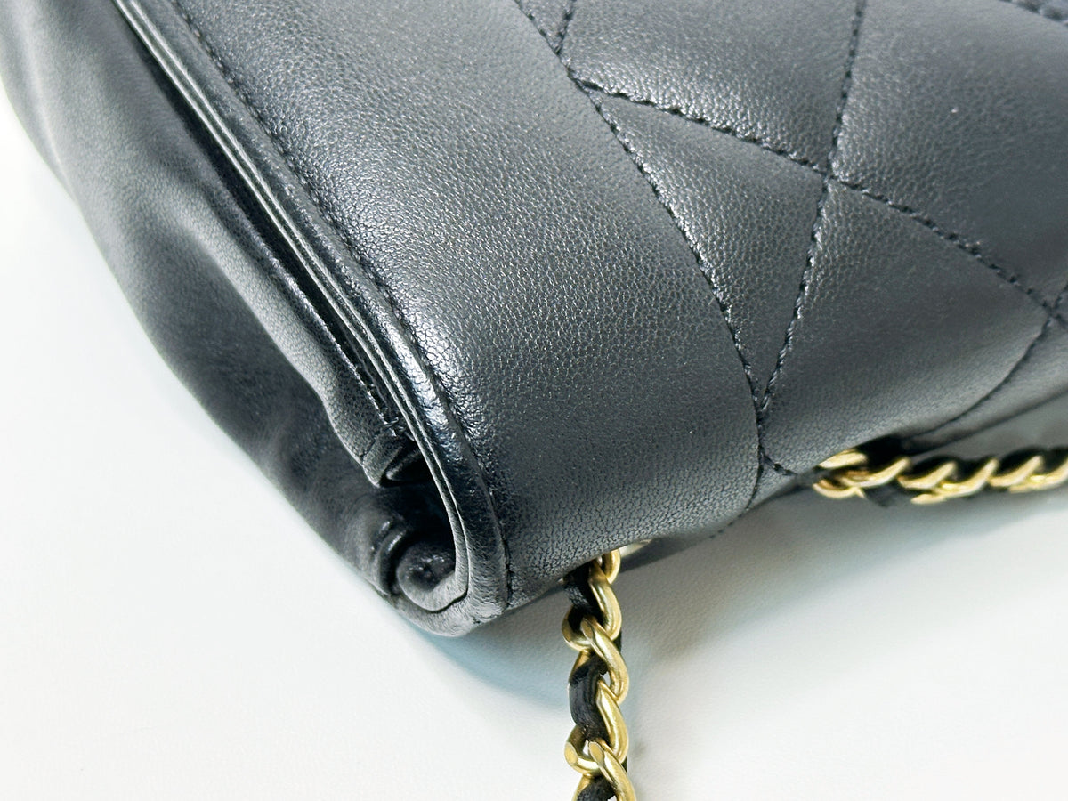 Chanel Small Diana Flap Black Lambskin GHW 2073 holo