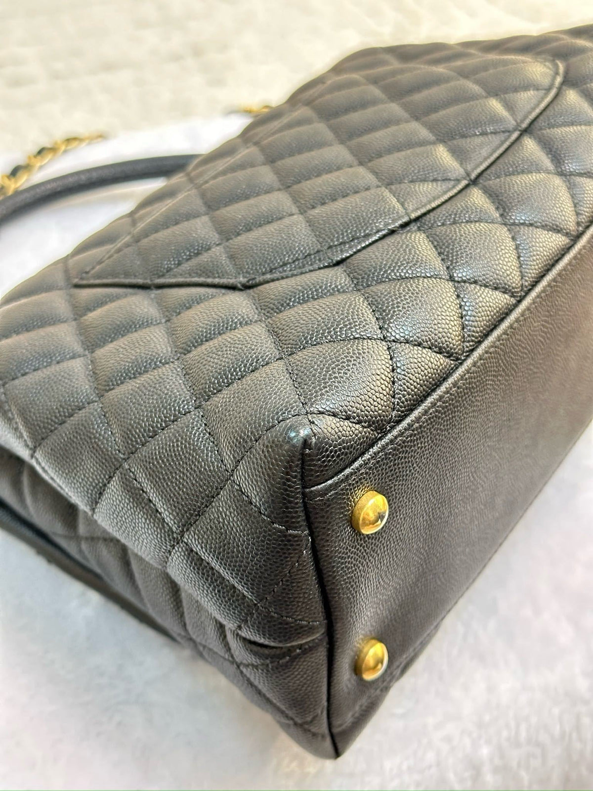 Chanel Medium Caviar Quilted Coco Handle Flap Black GHW