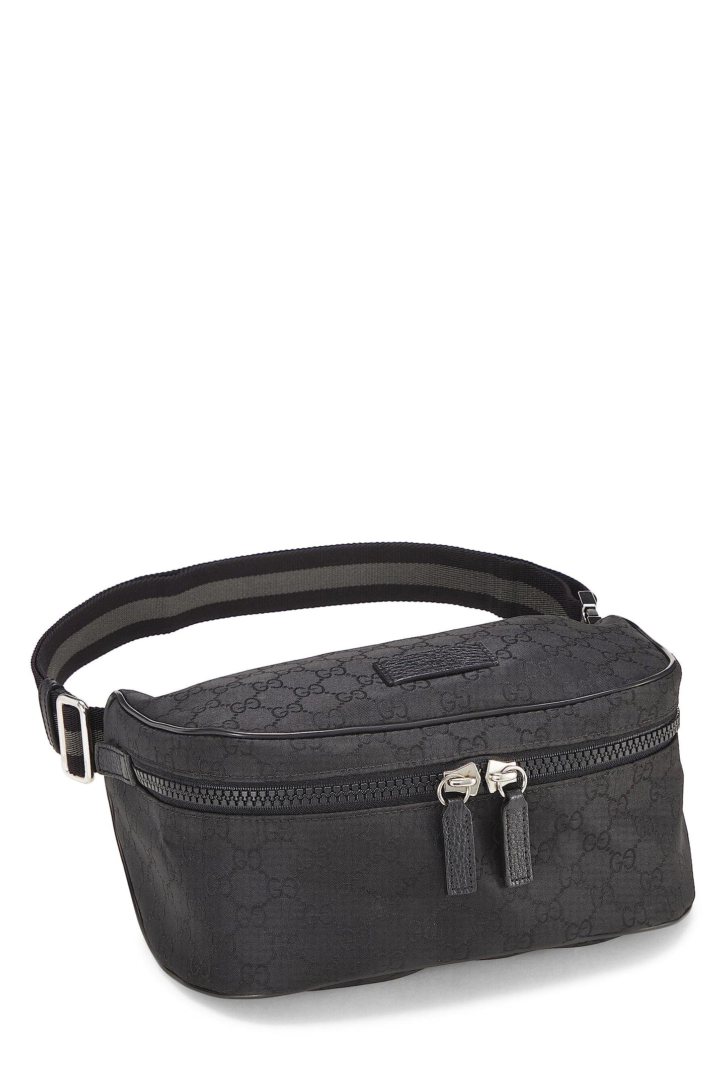 Gucci, Black Nylon GG Waist Pouch, Black