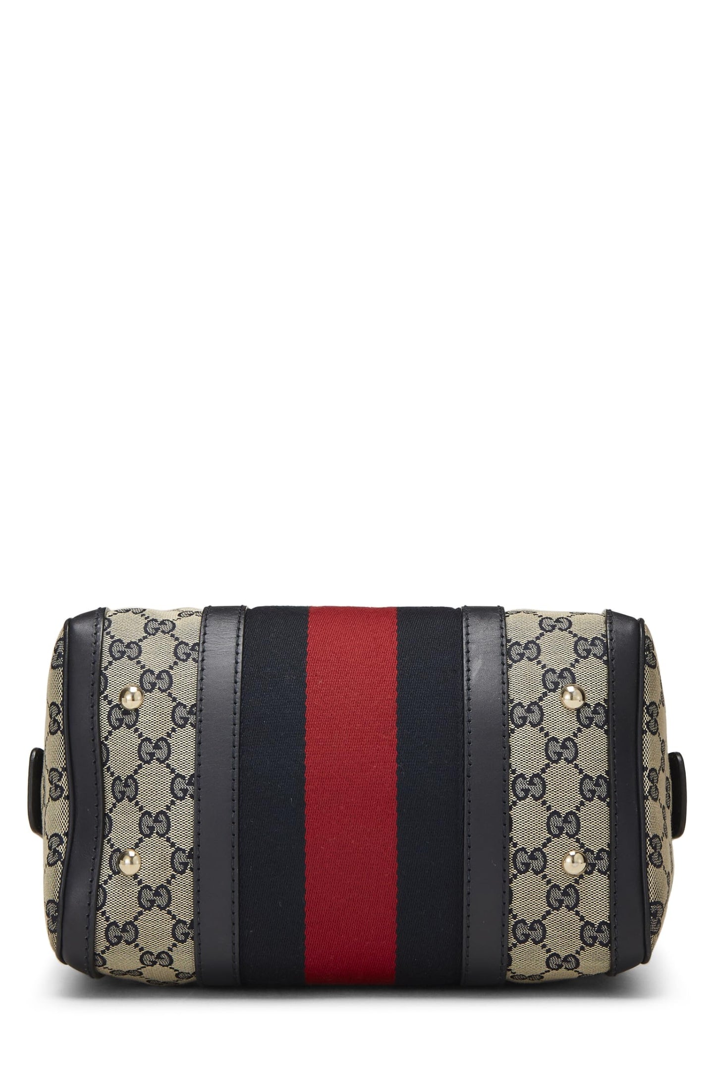 Gucci, Navy GG Canvas Web Boston Bag Small, Navy