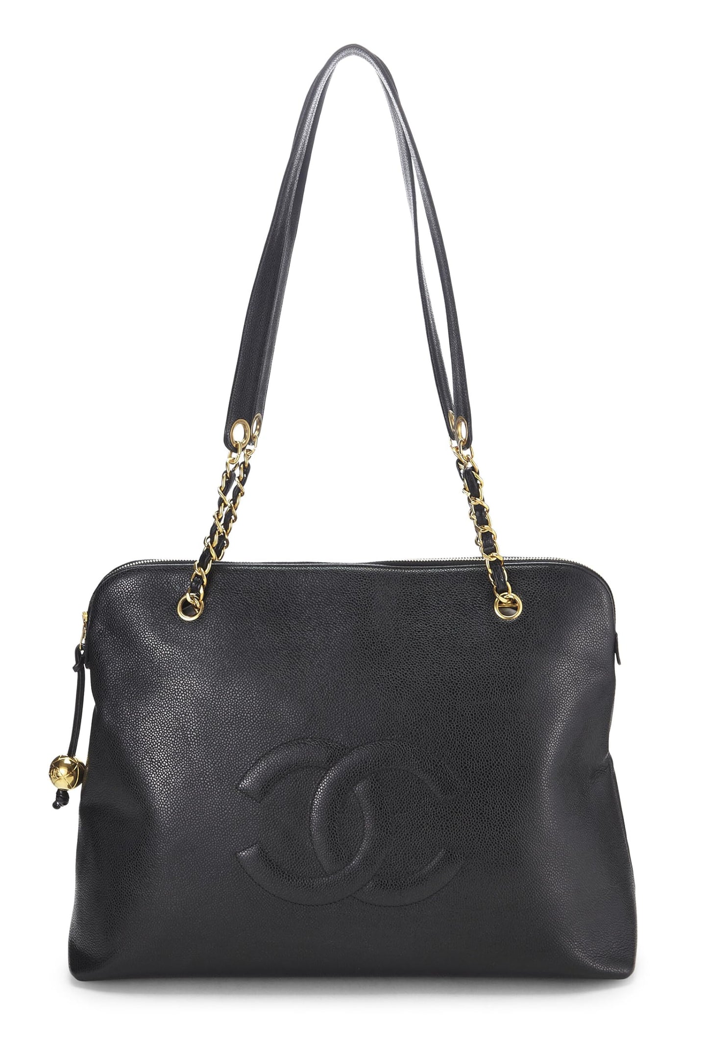 Chanel,  Black Caviar Zip Tote Large, Black