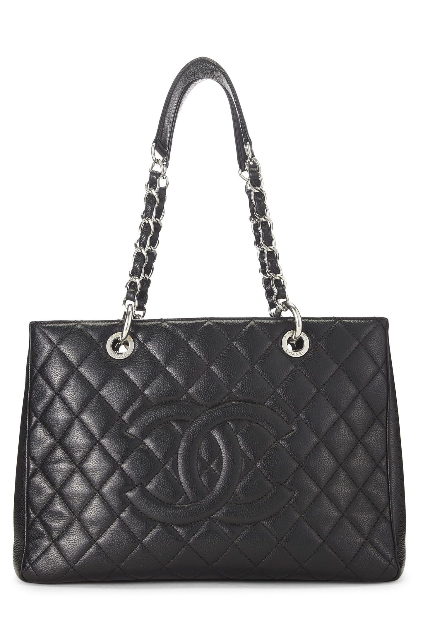 Chanel,  Black Quilted Caviar Grand Shopping Tote (GST), Black