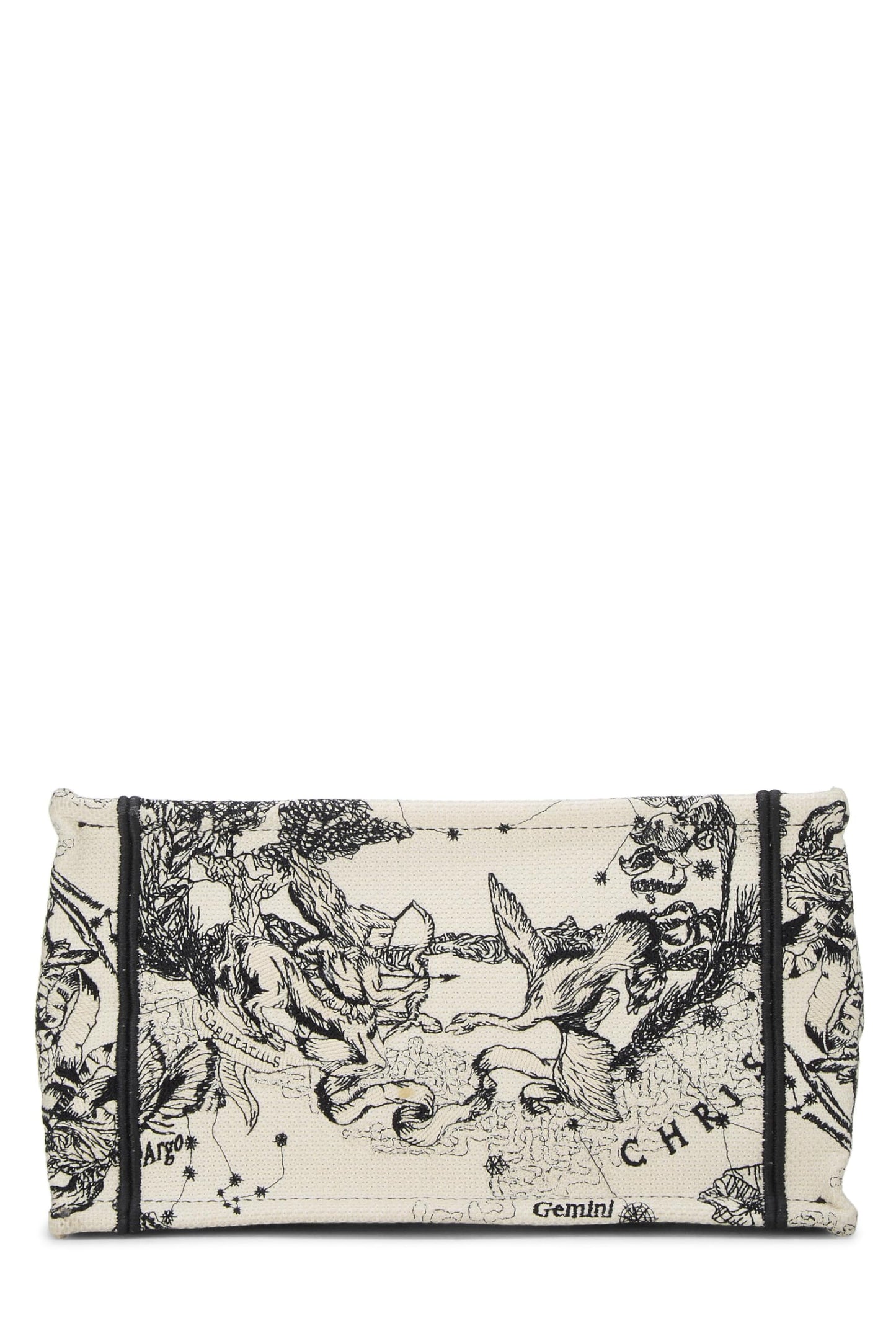 Dior,  Black & White Zodiac Embroidered Canvas Book Tote Small, White