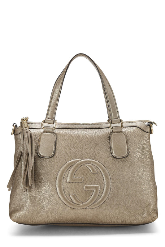 Gucci, Gold Grained Leather Soho Top Handle Tote, Gold