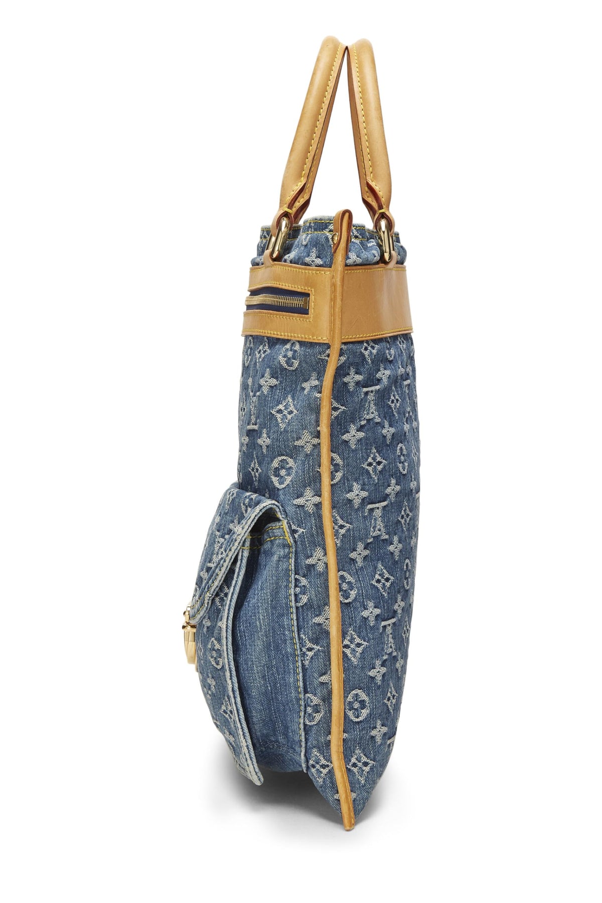 Louis Vuitton,  Blue Monogram Denim Flat Shopper, Blue