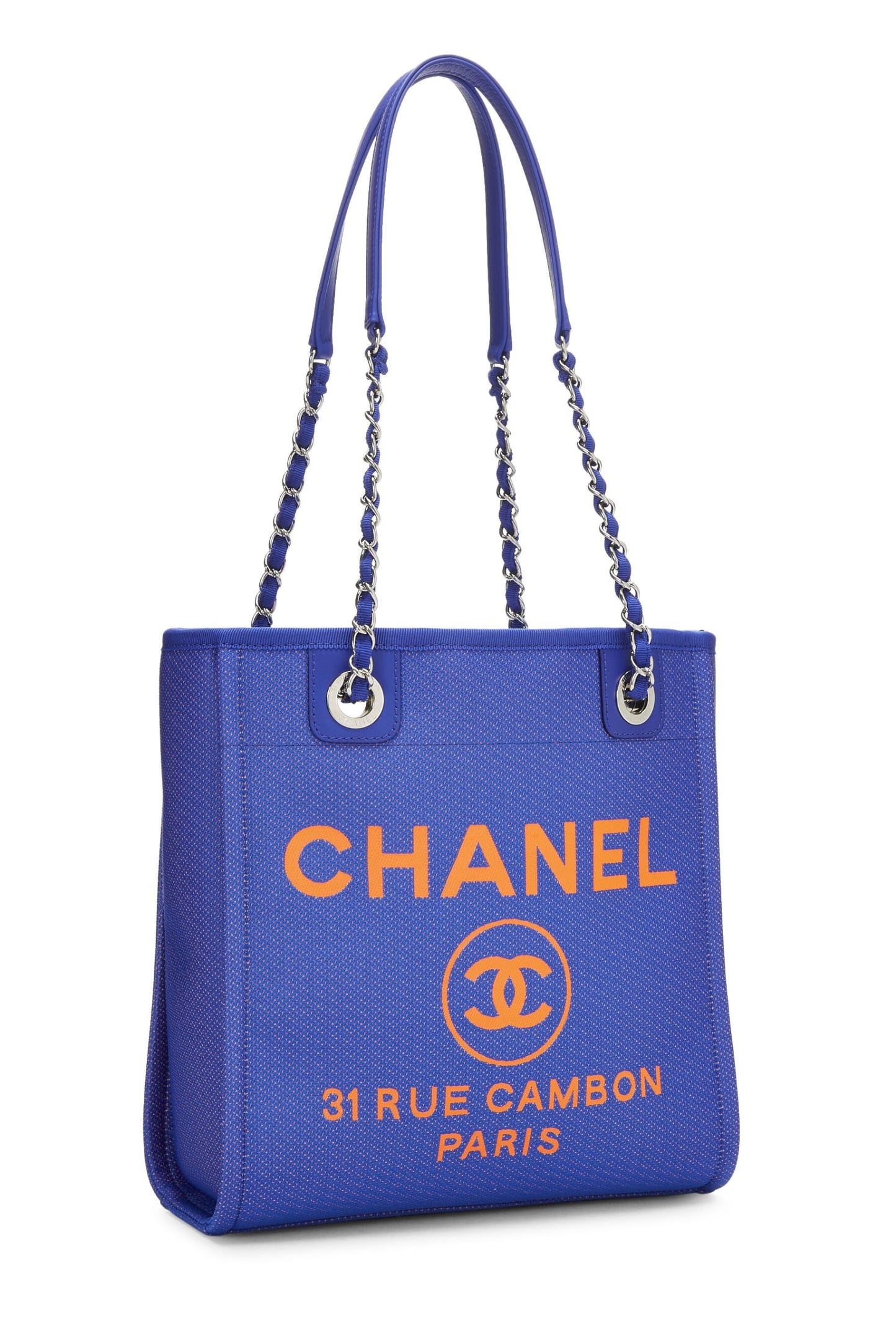 Chanel,  Blue Canvas Deauville Tote Mini, Blue